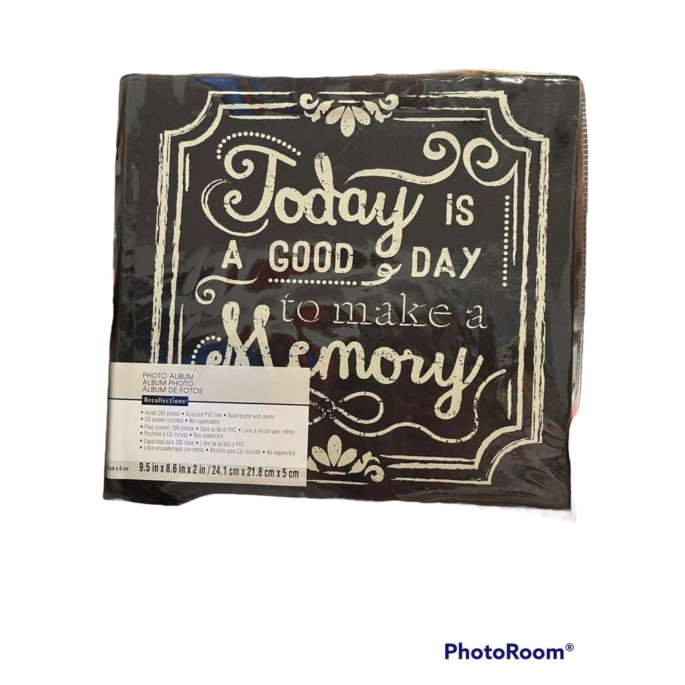 Recollections Photo Album 9.5 x 8.6 x 2 in Black Fabric Cover for 200 Photo + CD